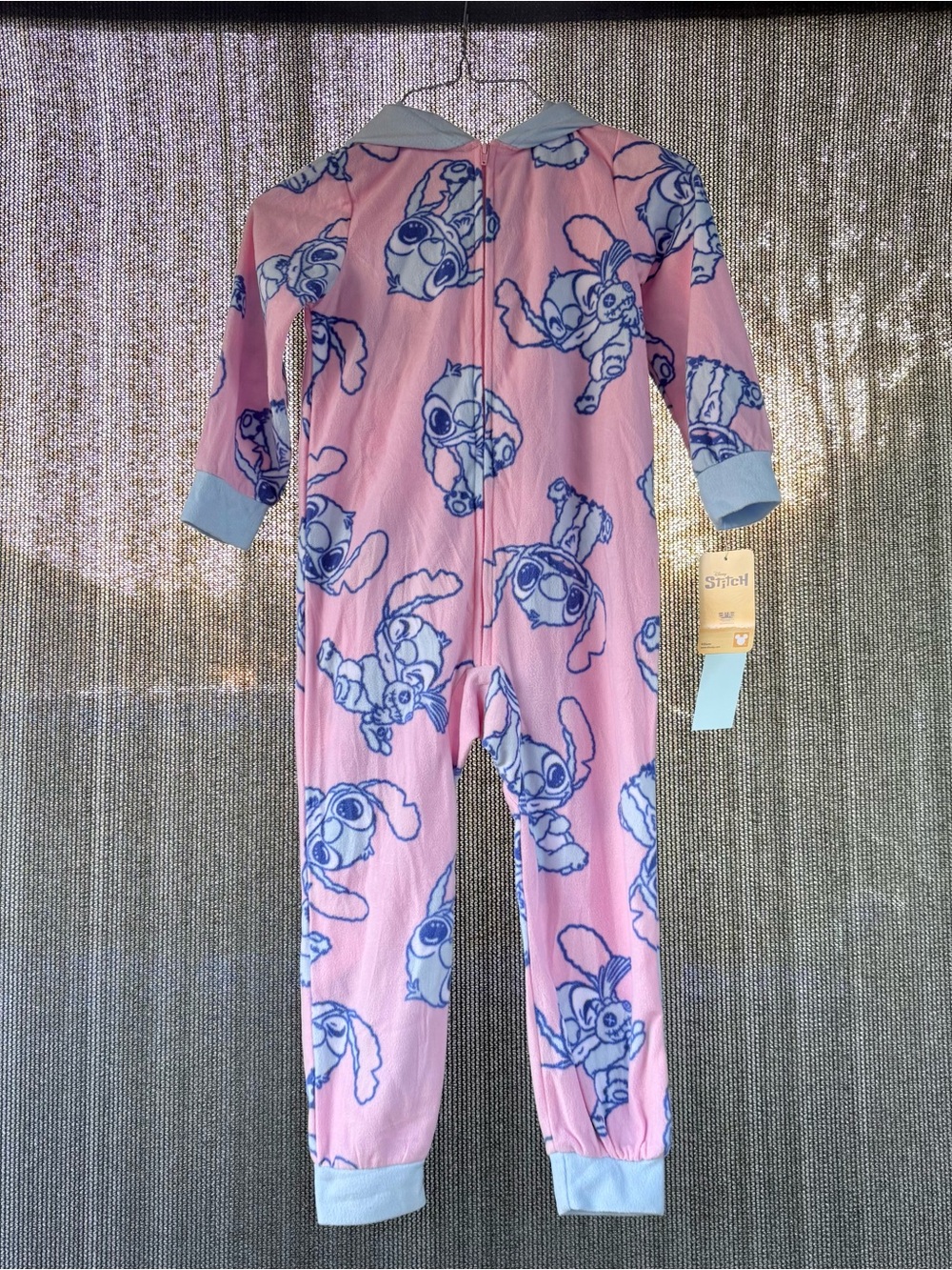 Disney Stitch hooded fleece one piece pajama sleeper XS (4/5)